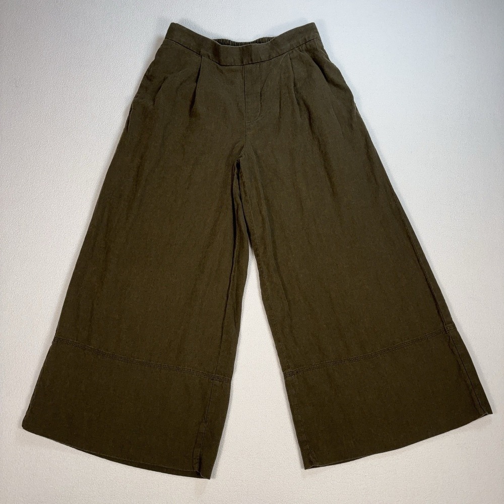 Banana Republic High Rise Linen Blend Wide Leg Pants‎ Women's XS Waimea Green